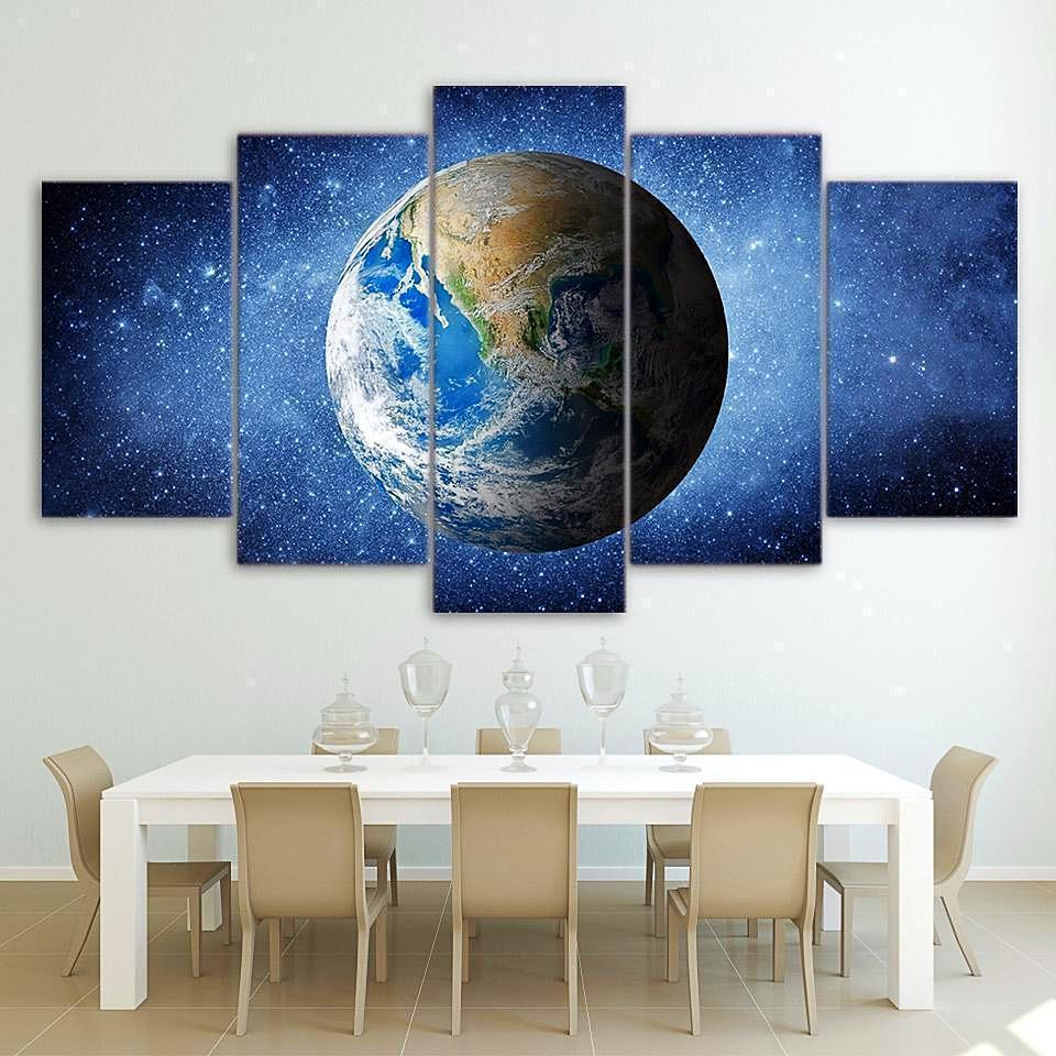 Blue Earth Space Universe Canvas Wall Art