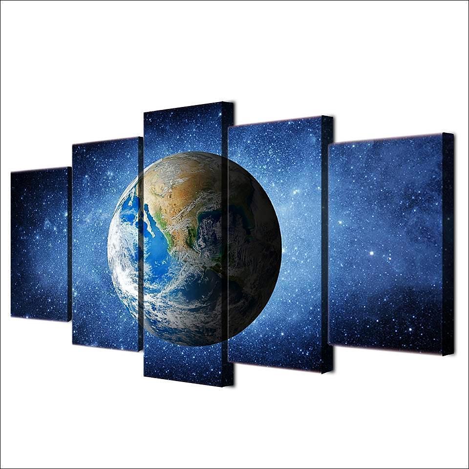 Blue Earth Space Universe Canvas Wall Art