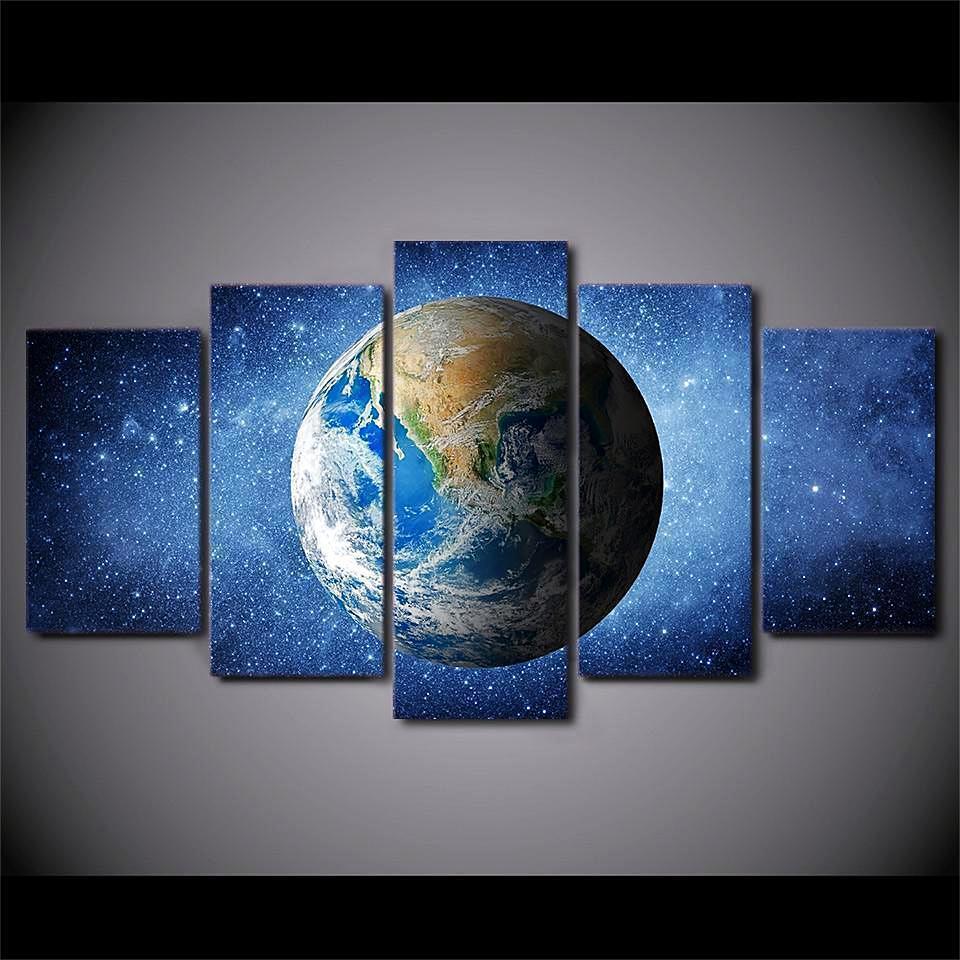Blue Earth Space Universe Canvas Wall Art