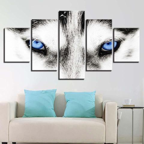 Blue Eye Wolf Animal Canvas Wall Art
