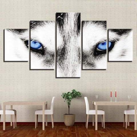 Blue Eye Wolf Animal Canvas Wall Art