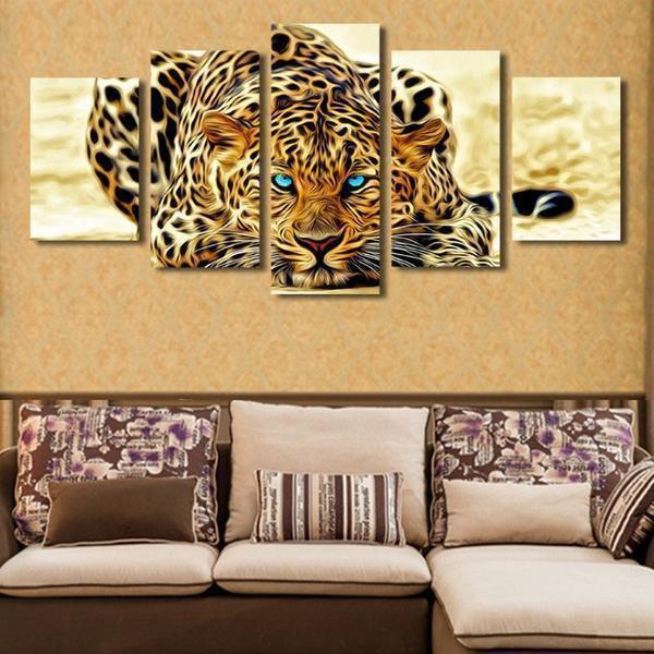 Blue Eyed Jaguar Animal Canvas Wall Art