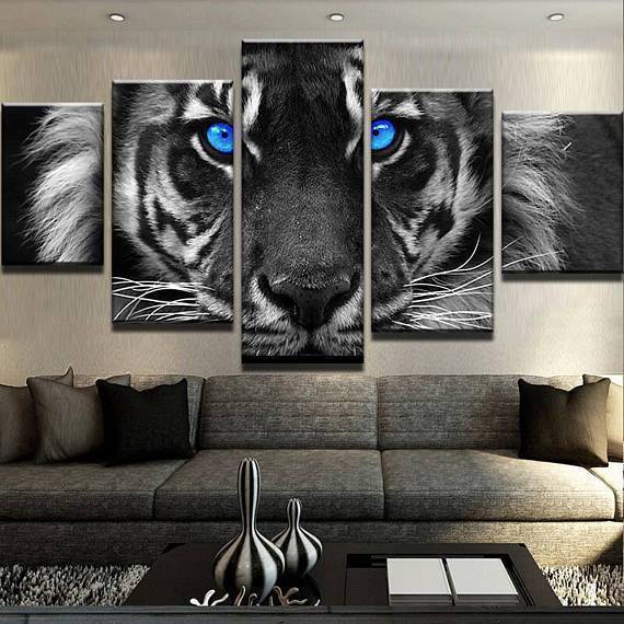 Blue Eyed Tiger Animal Canvas Wall Art