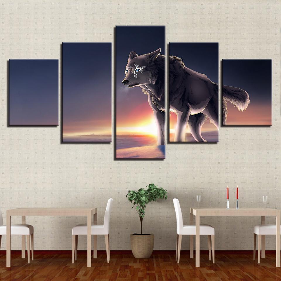 Blue Eyes Gray Wolf Animal Canvas Wall Art