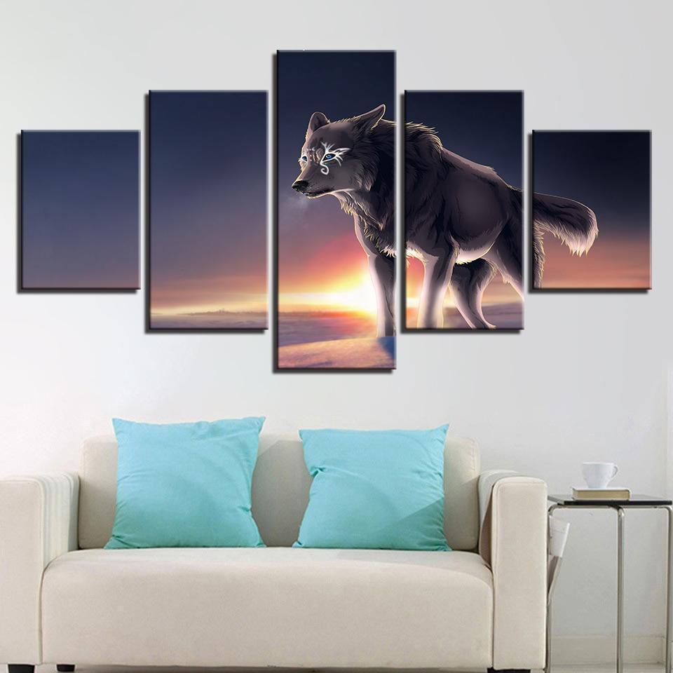 Blue Eyes Gray Wolf Animal Canvas Wall Art