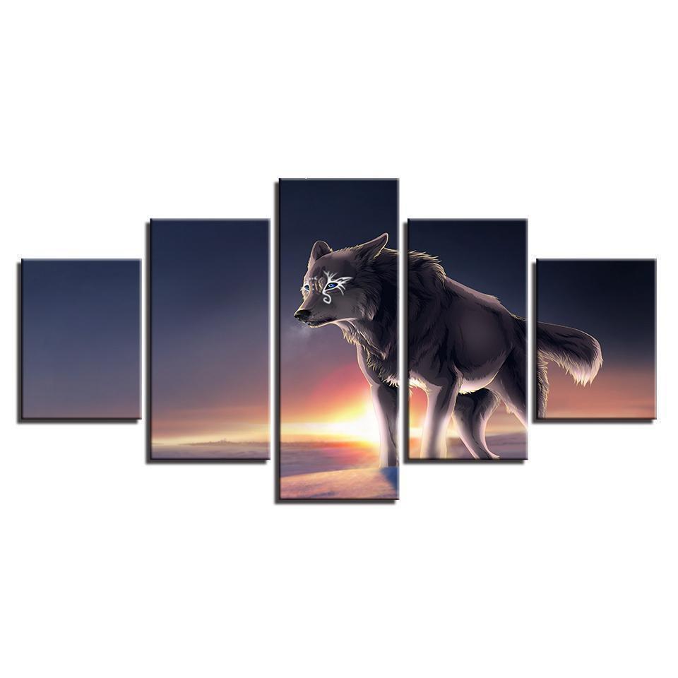 Blue Eyes Gray Wolf Animal Canvas Wall Art