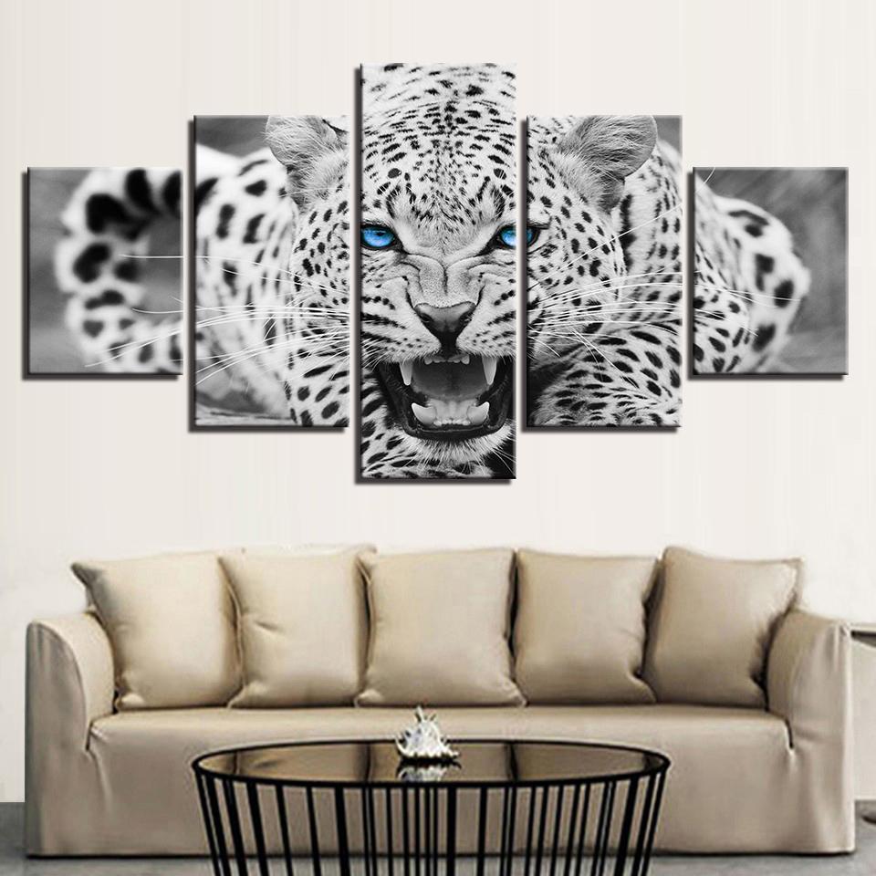 Blue Eyes Leopard Animal Canvas Wall Art