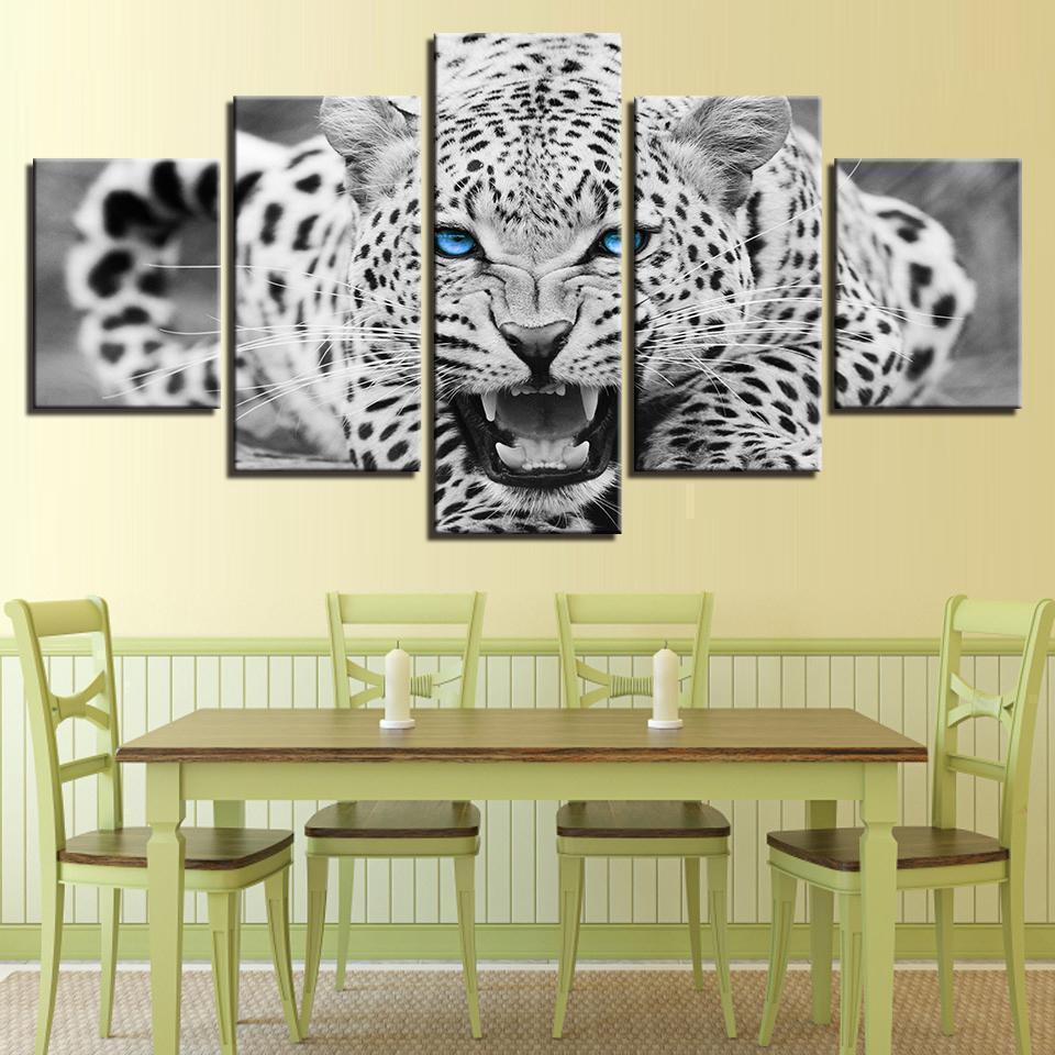Blue Eyes Leopard Animal Canvas Wall Art