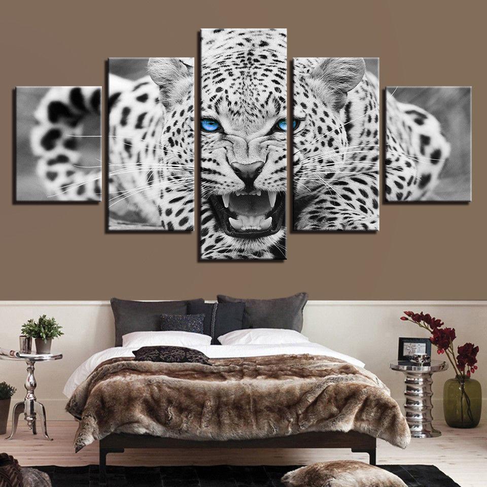 Blue Eyes Leopard Tiger Animal Animal Canvas Wall Art