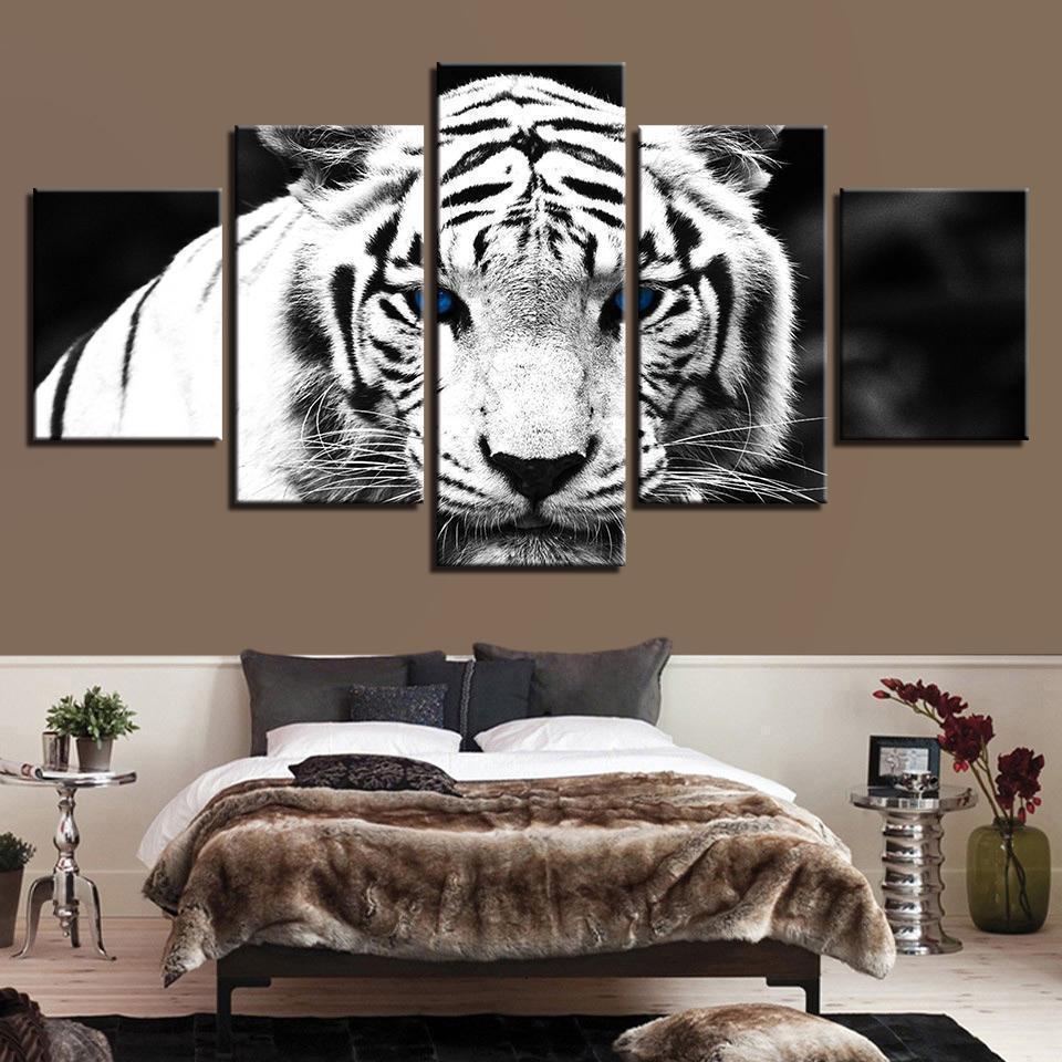 Blue Eyes White Tiger Animal Canvas Wall Art