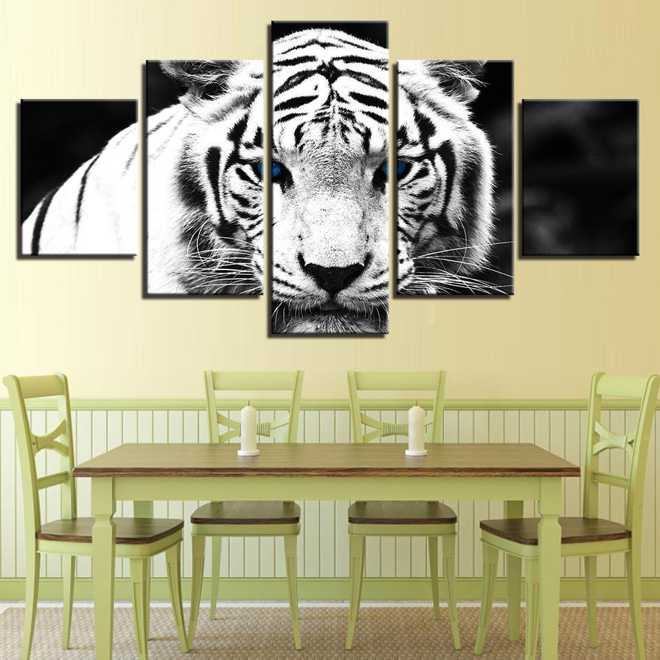 Blue Eyes White Tiger Animal Canvas Wall Art