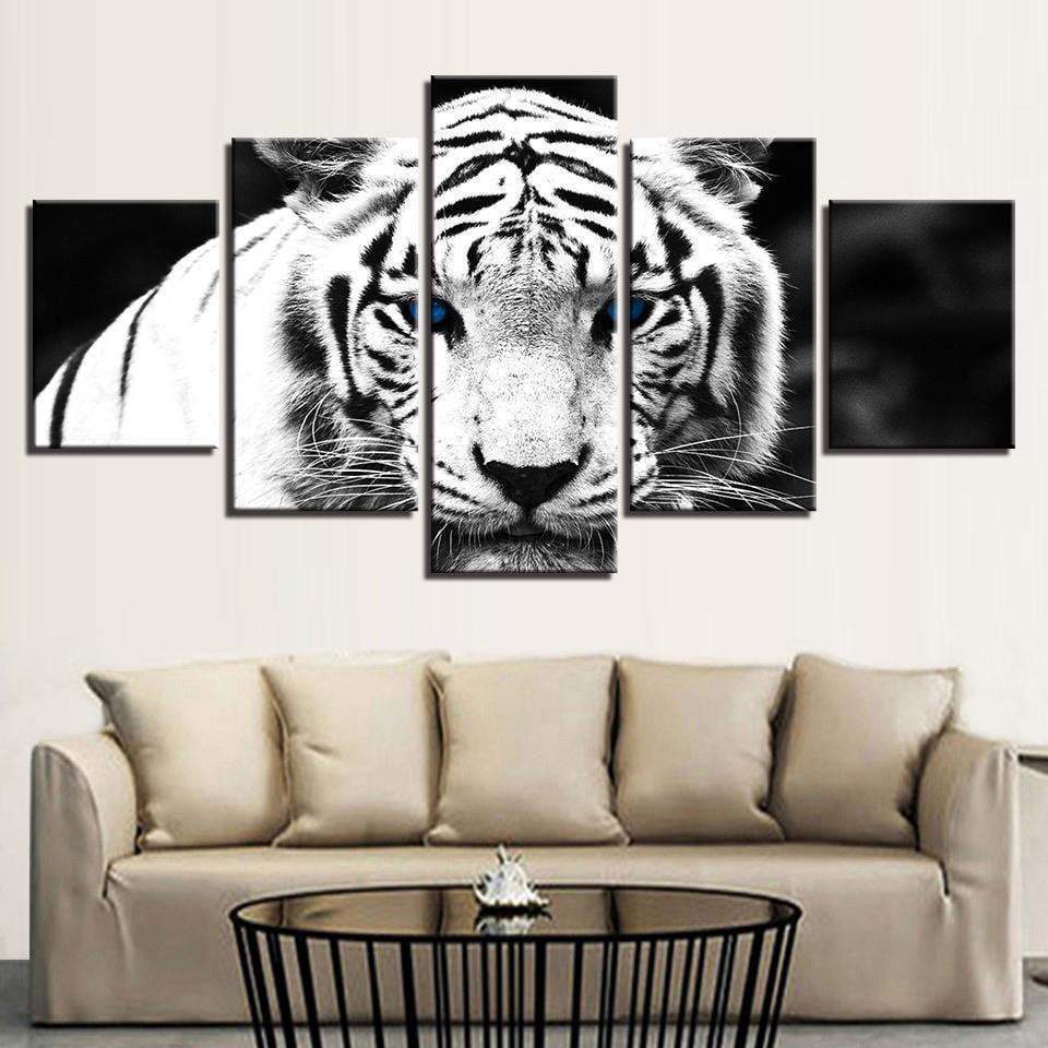 Blue Eyes White Tiger Animal Canvas Wall Art