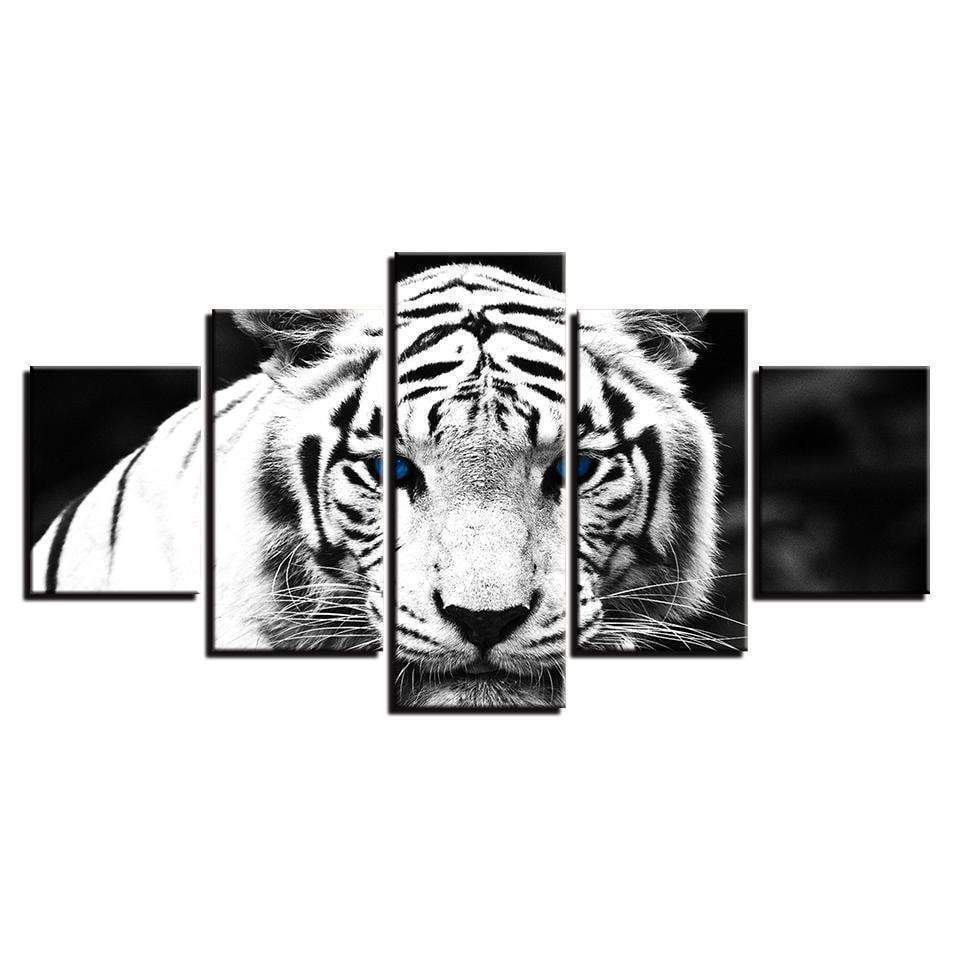 Blue Eyes White Tiger Animal Canvas Wall Art