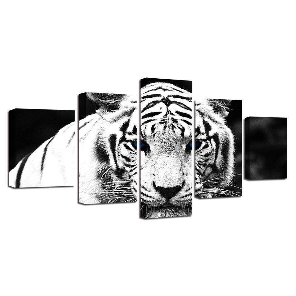 Blue Eyes White Tiger Animal Canvas Wall Art