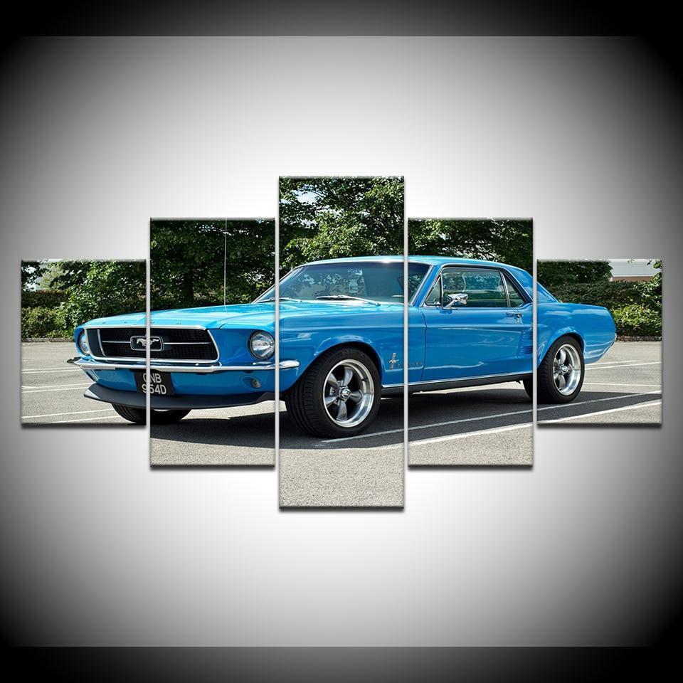 Blue Ferrari Mustang Car &amp;amp; Motor Canvas Wall Art