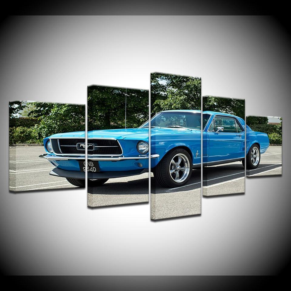 Blue Ferrari Mustang Car &amp;amp; Motor Canvas Wall Art