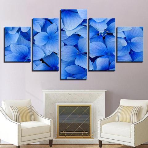 Blue Flowers Nature Canvas Wall Art