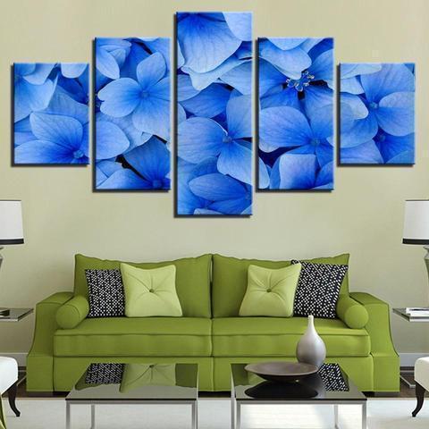 Blue Flowers Nature Canvas Wall Art
