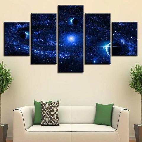 Blue Galaxy Space Canvas Wall Art