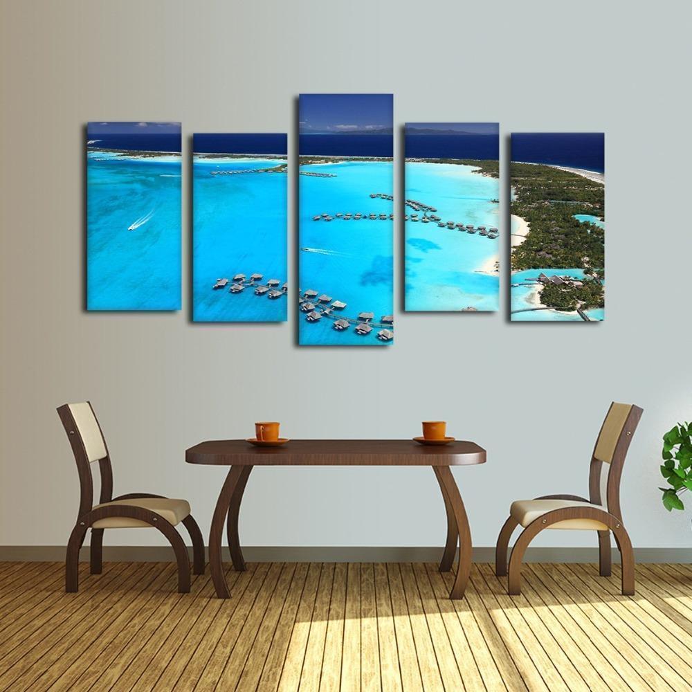 Blue Ocean Aerial View Wall Coast View Nature Canvas Wall Art