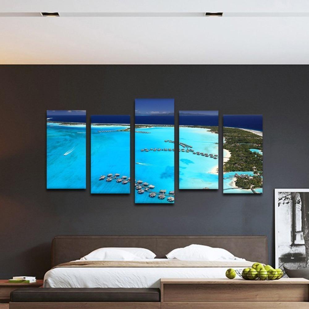 Blue Ocean Aerial View Wall Coast View Nature Canvas Wall Art