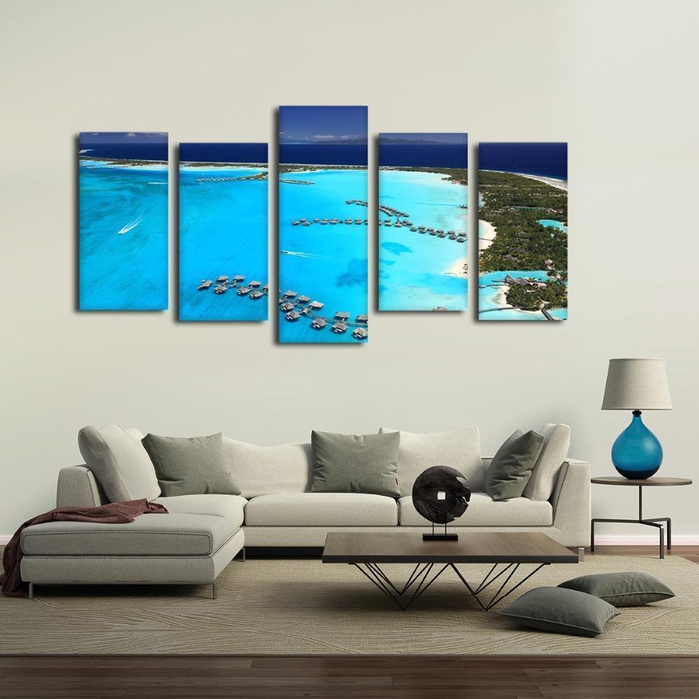 Blue Ocean Aerial View Wall Coast View Nature Canvas Wall Art