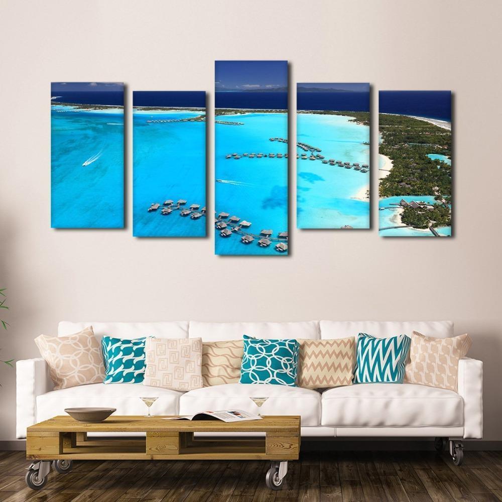 Blue Ocean Aerial View Wall Coast View Nature Canvas Wall Art