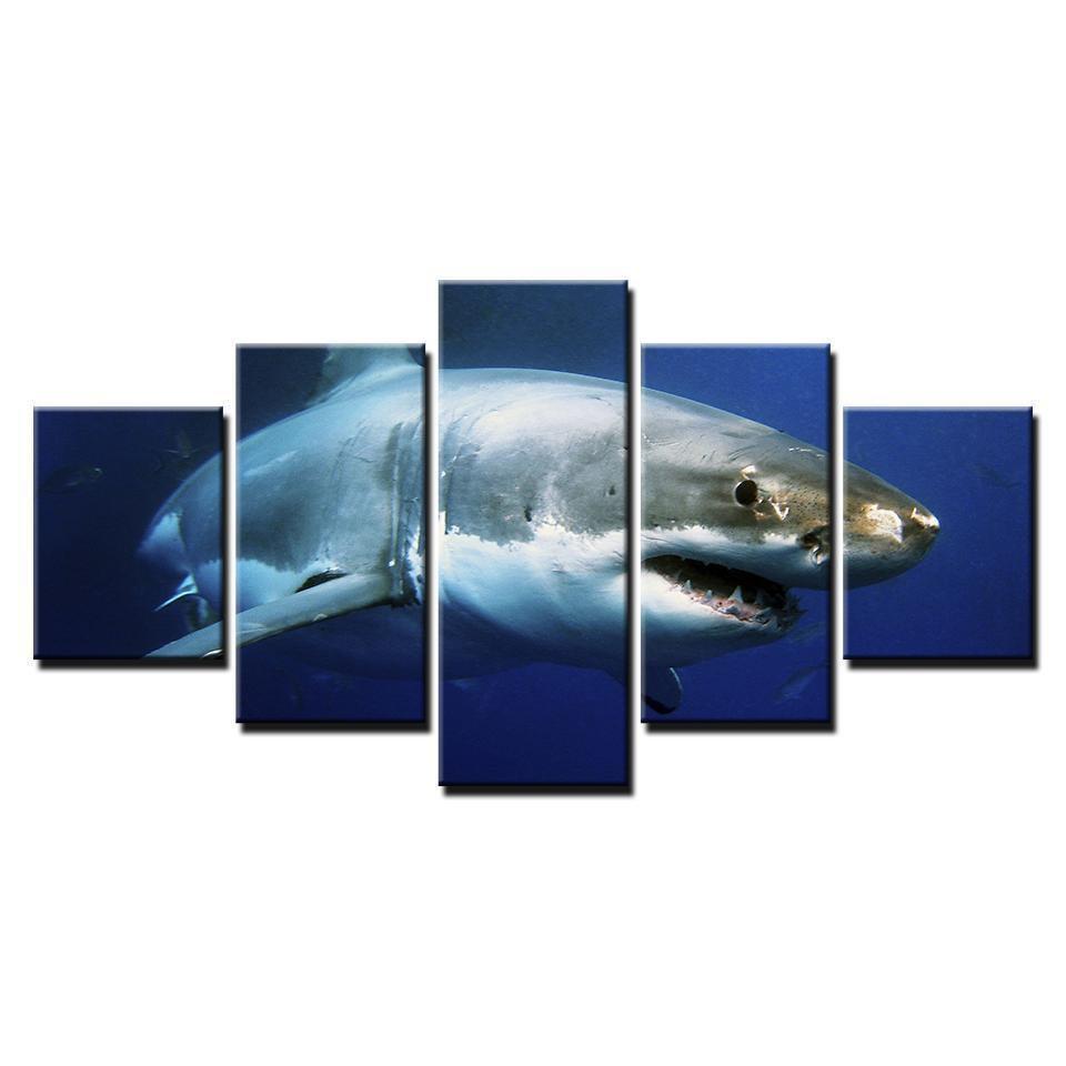Blue Ocean White Shark Animal Animal Canvas Wall Art