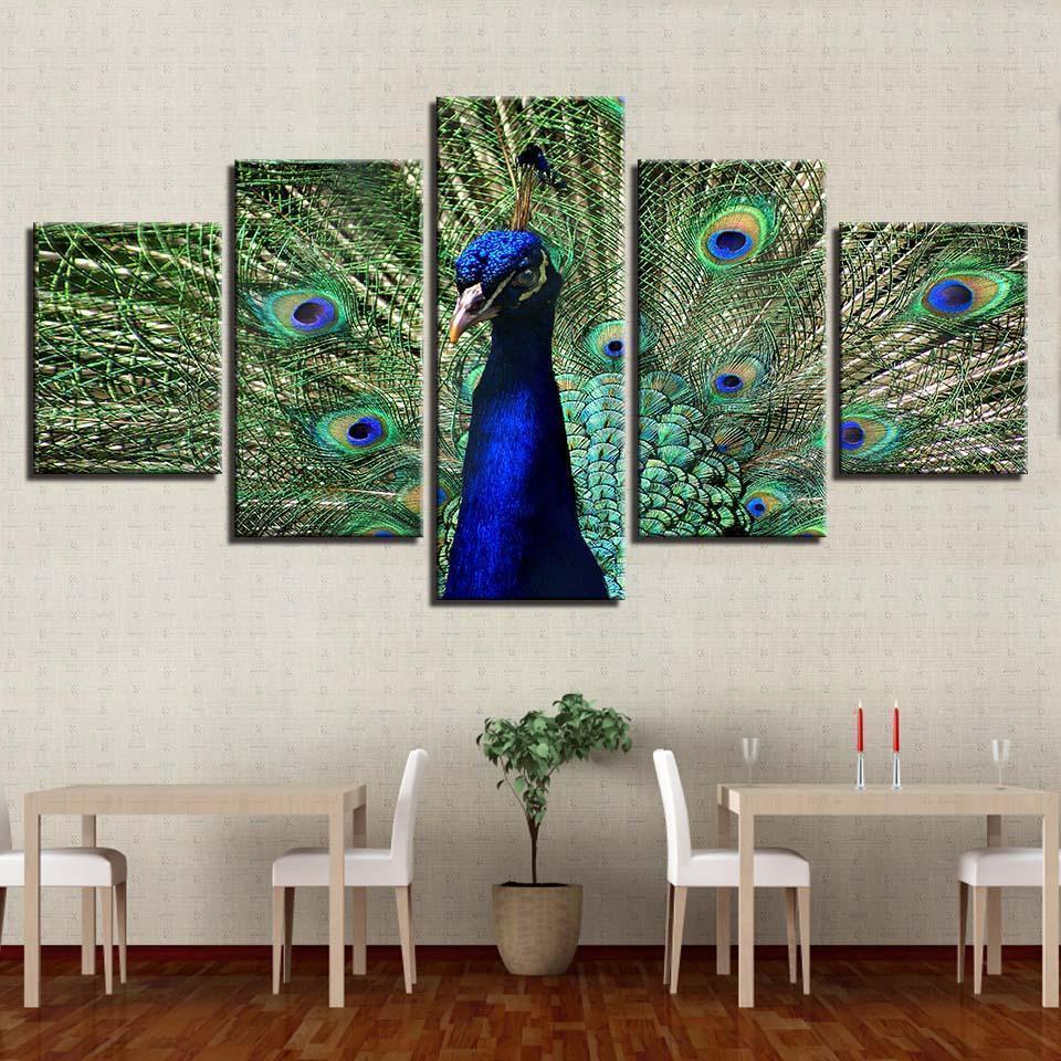Blue Peacock 1 Animal Canvas Wall Art