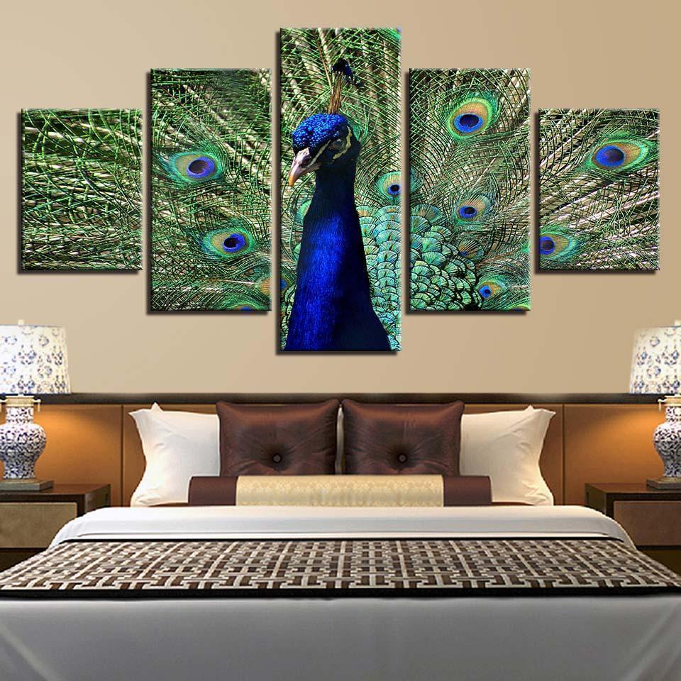 Blue Peacock 1 Animal Canvas Wall Art