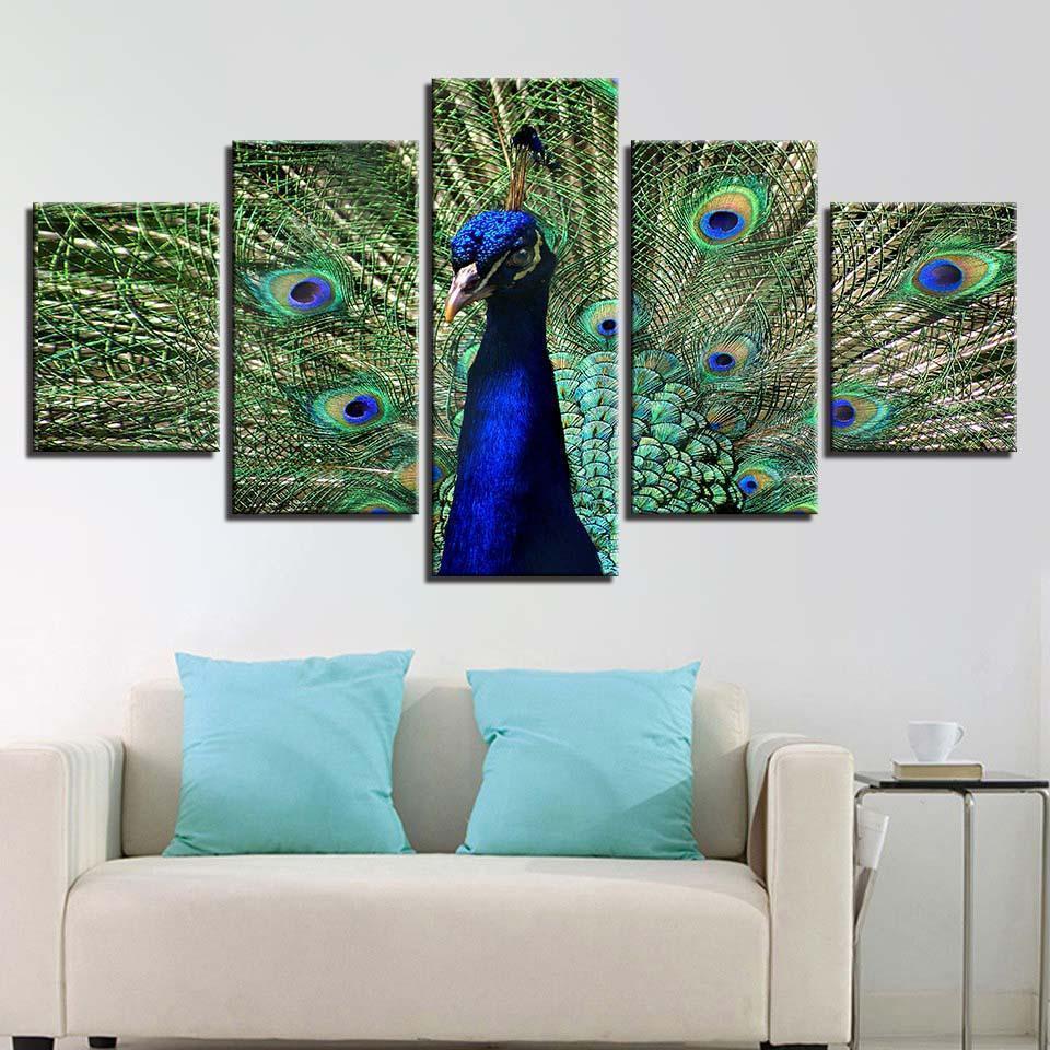 Blue Peacock 1 Animal Canvas Wall Art
