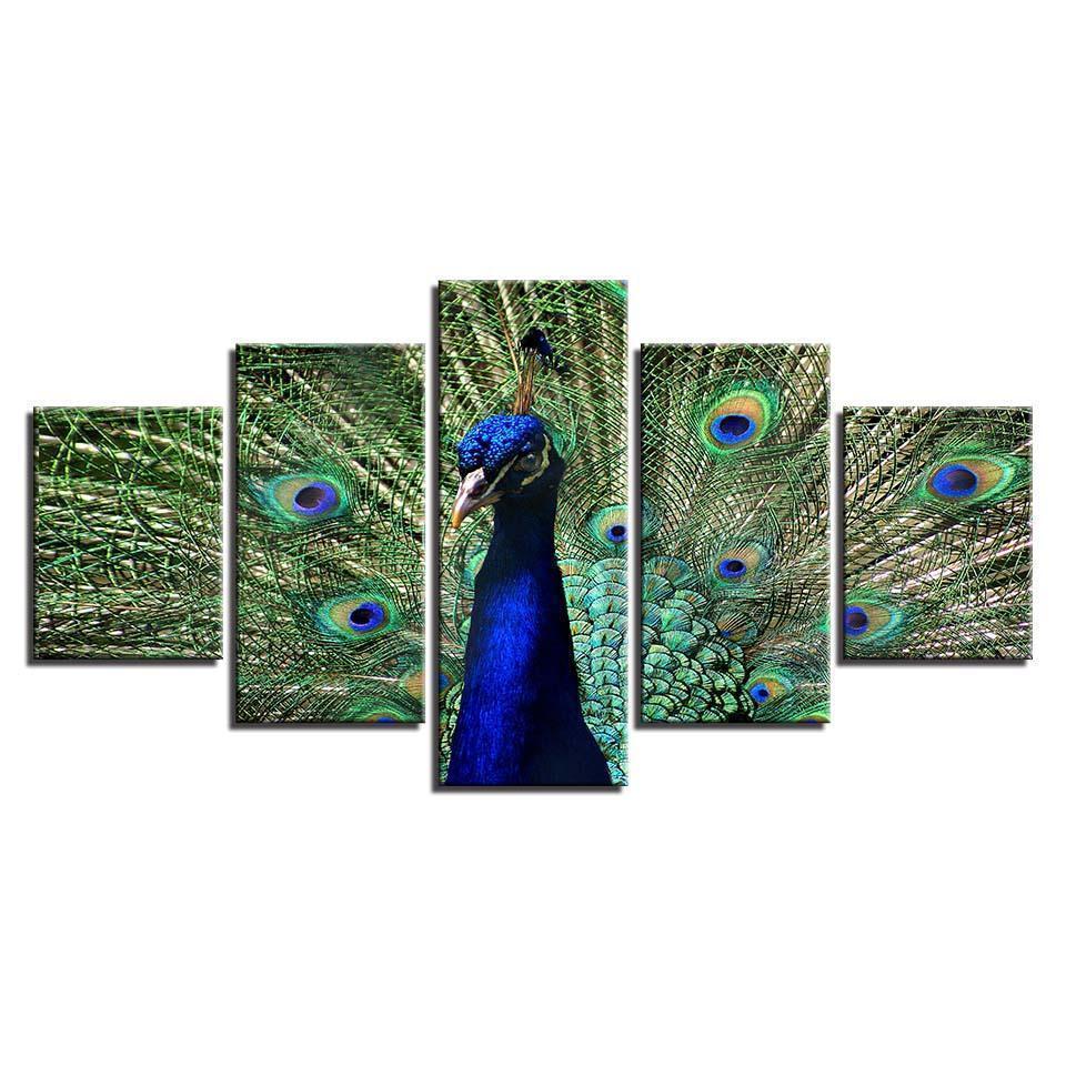 Blue Peacock 1 Animal Canvas Wall Art