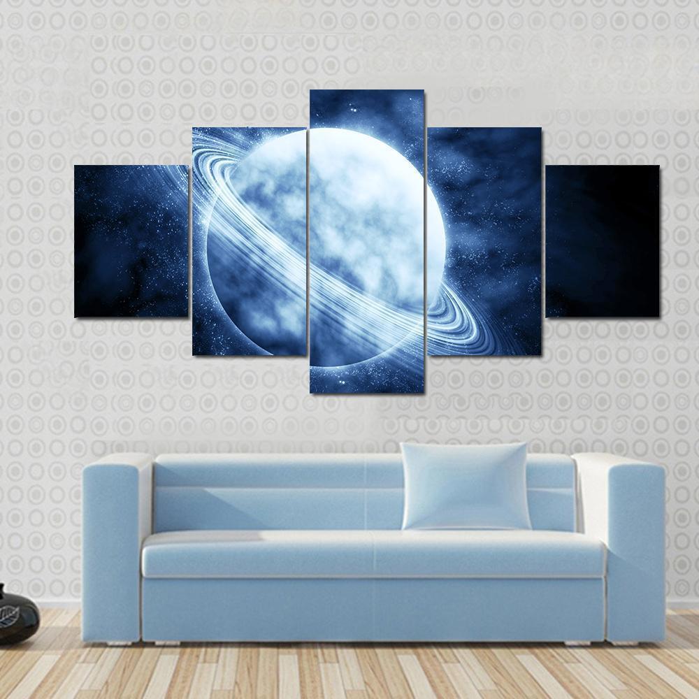 Blue Planet In Beautiful Space Image Space Canvas Wall Art