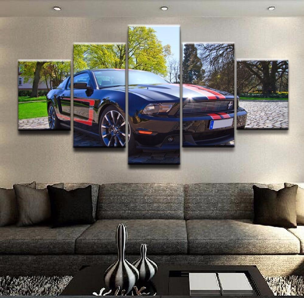 Blue-Red Ford Mustang Car &amp;amp; Motor Canvas Wall Art