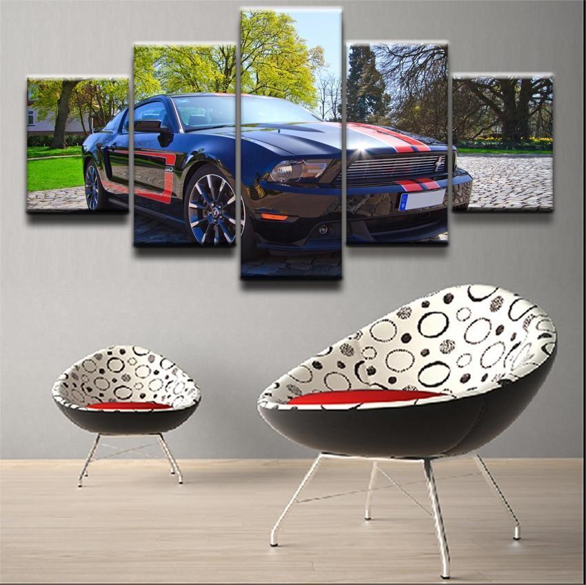 Blue-Red Ford Mustang Car &amp;amp; Motor Canvas Wall Art