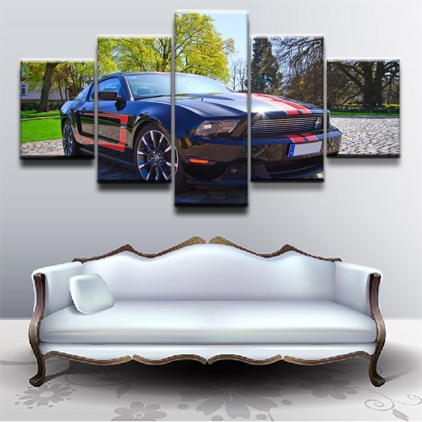 Blue-Red Ford Mustang Car &amp;amp; Motor Canvas Wall Art