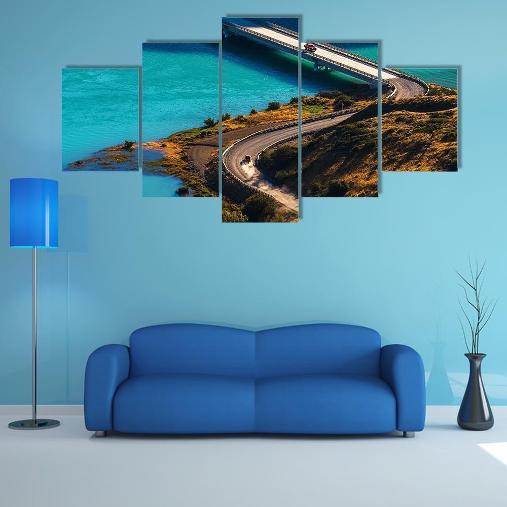 Blue River On The Bridge In Chile Nature Canvas Wall Art