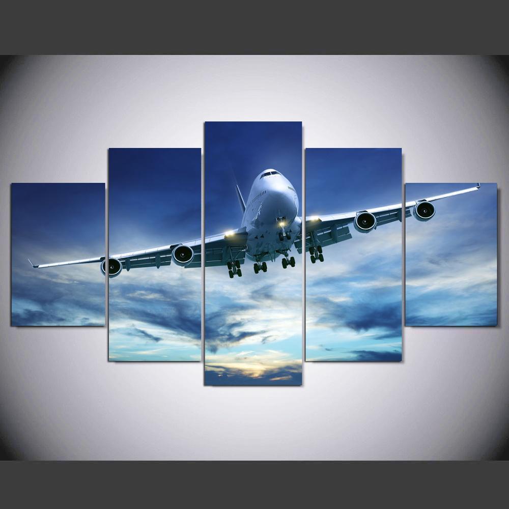 Blue Sky Aircraft Cool Airplane Canvas Wall Art