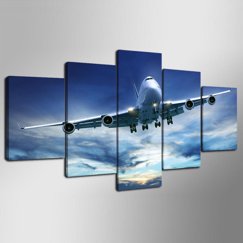 Blue Sky Aircraft Cool Airplane Canvas Wall Art
