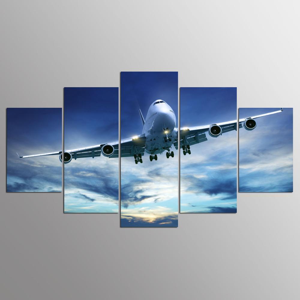 Blue Sky Aircraft Cool Airplane Canvas Wall Art