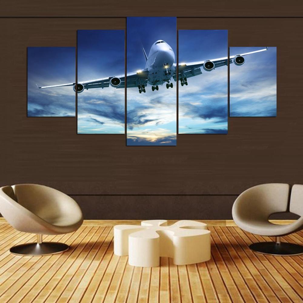 Blue Sky Aircraft Cool Airplane Canvas Wall Art