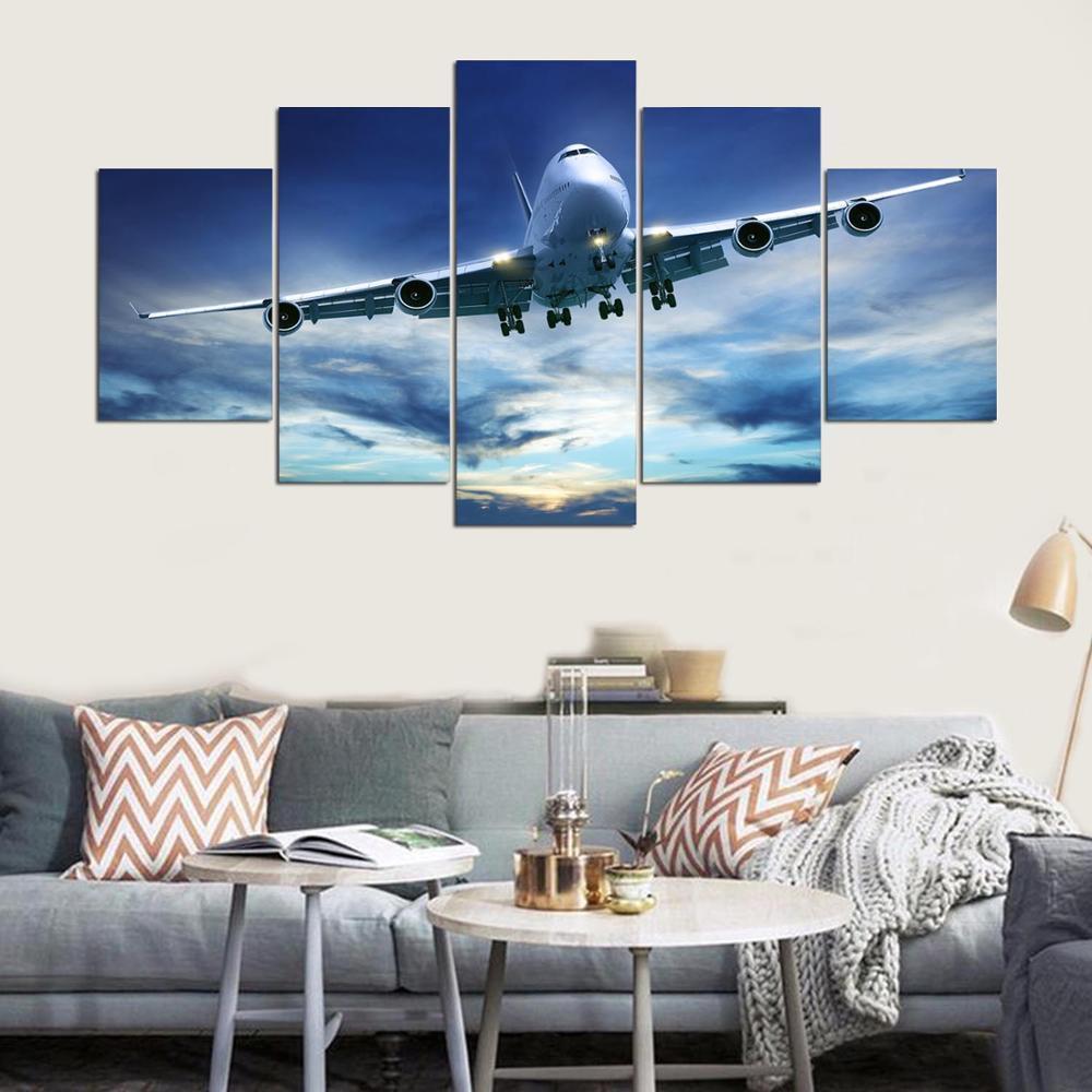 Blue Sky Aircraft Cool Airplane Canvas Wall Art