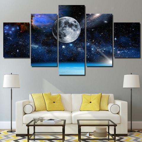 Blue Space Starry Sky Space Canvas Wall Art
