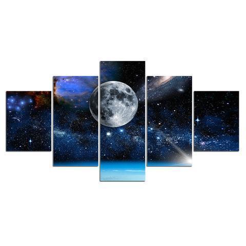 Blue Space Starry Sky Space Canvas Wall Art