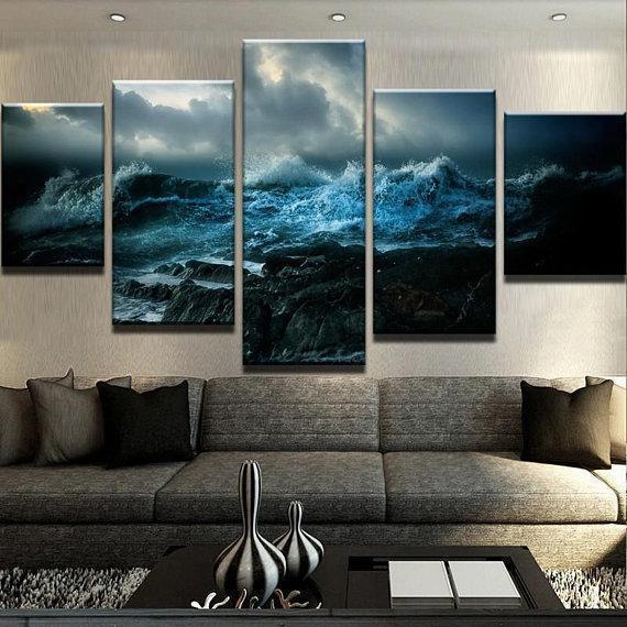 Blue Waves Ocean Nature Canvas Wall Art