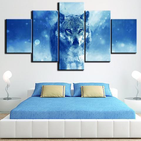 Blue Wolf Animal Canvas Wall Art