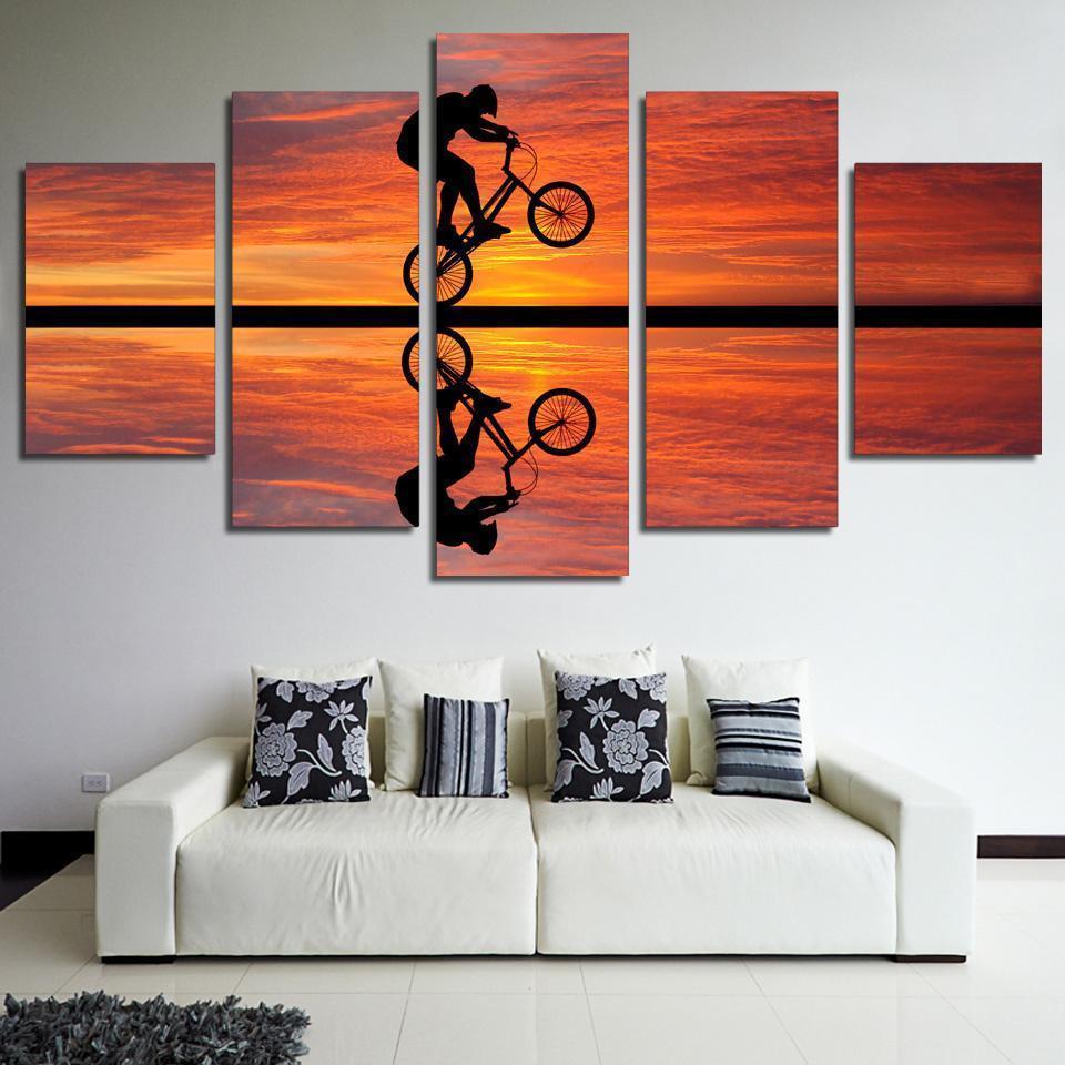 BMX At Sunset Sport Canvas Wall Art