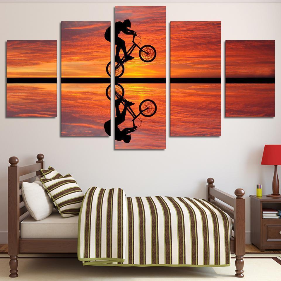 BMX At Sunset Sport Canvas Wall Art