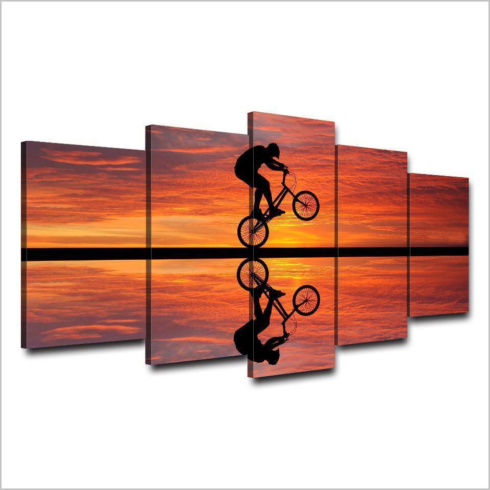 BMX At Sunset Sport Canvas Wall Art