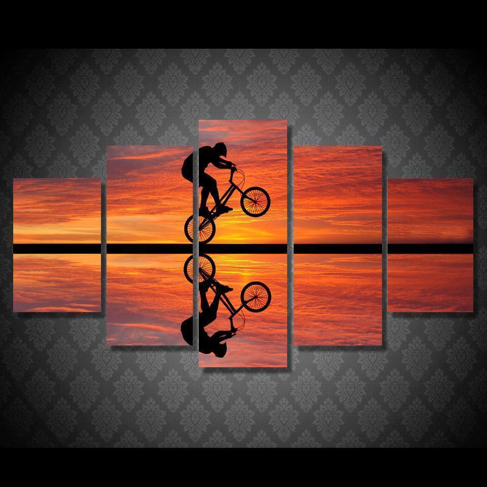 BMX At Sunset Sport Canvas Wall Art